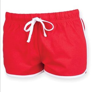 Red retro shorts w/ white contrast binding